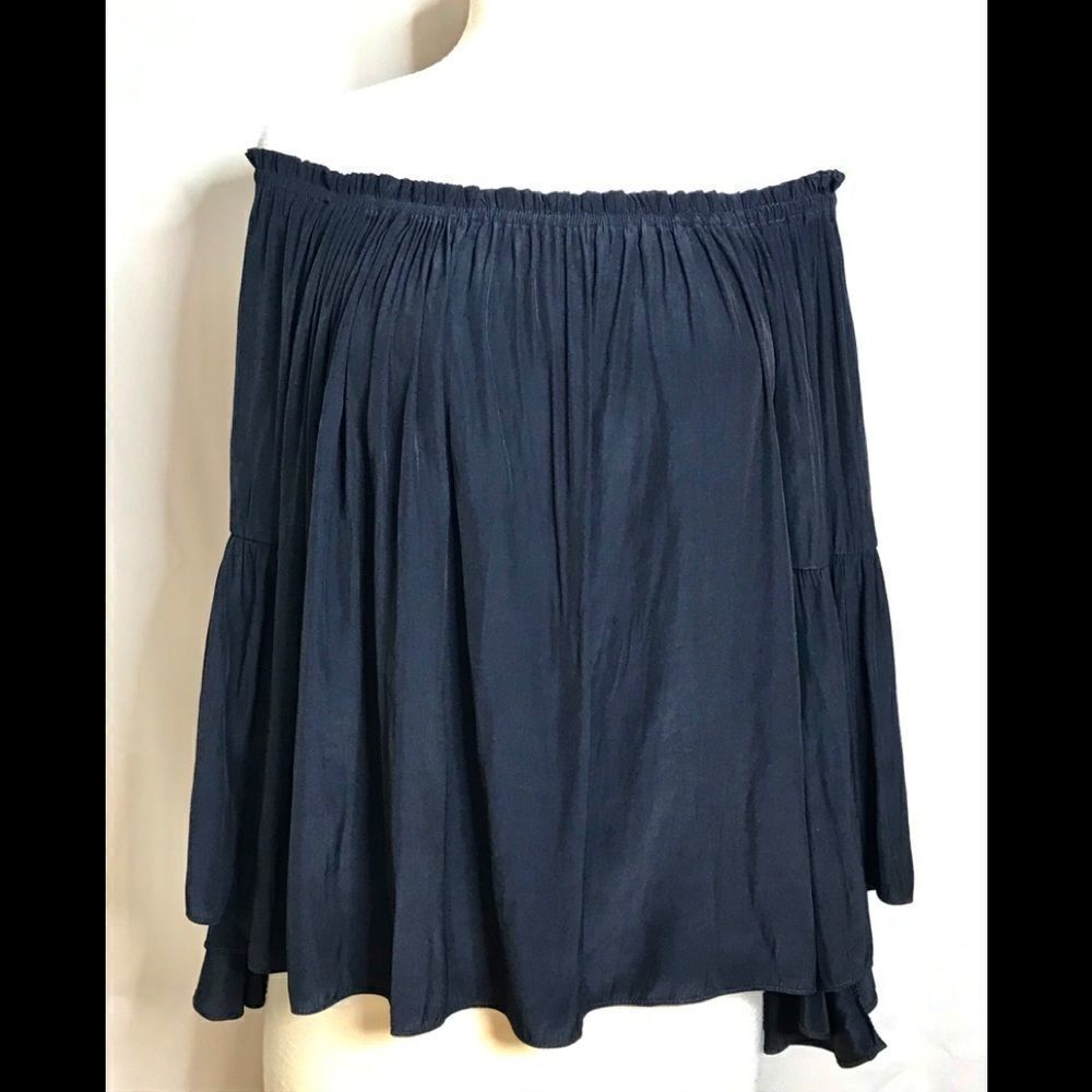 Lola & Sophie Navy Off-Shoulder Top Bell Sleeves